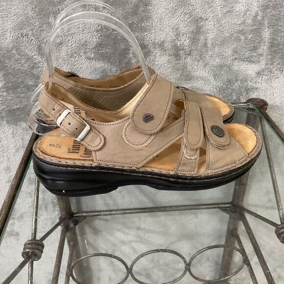 Finn Comfort Women’s  Sandal Size 37 6.5 Tan Adjustable Triple Strap Shoe - Picture 3 of 10